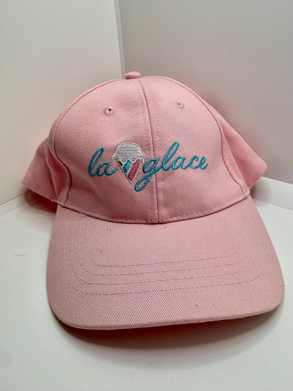 La Glace Hat Cap Strap Back Pink Ice Cream Logo Embroidered Womens Summer